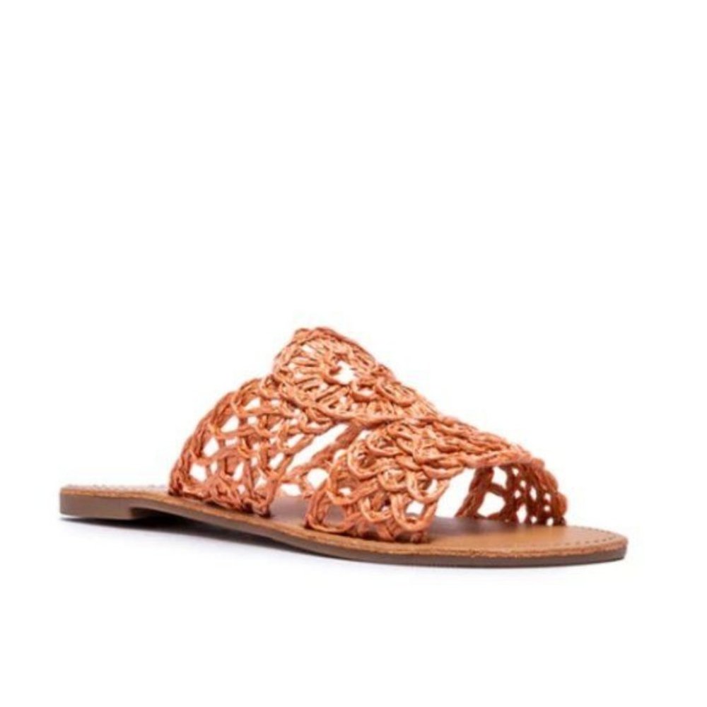 !! NEW !! Woven Raffia Slide Sandals in Cream - Picture 7 of 8